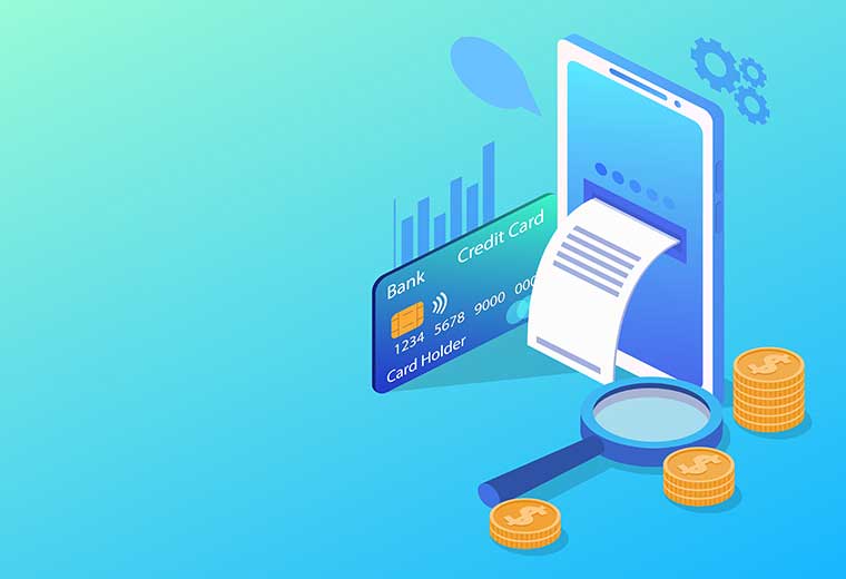 credit card on blue background