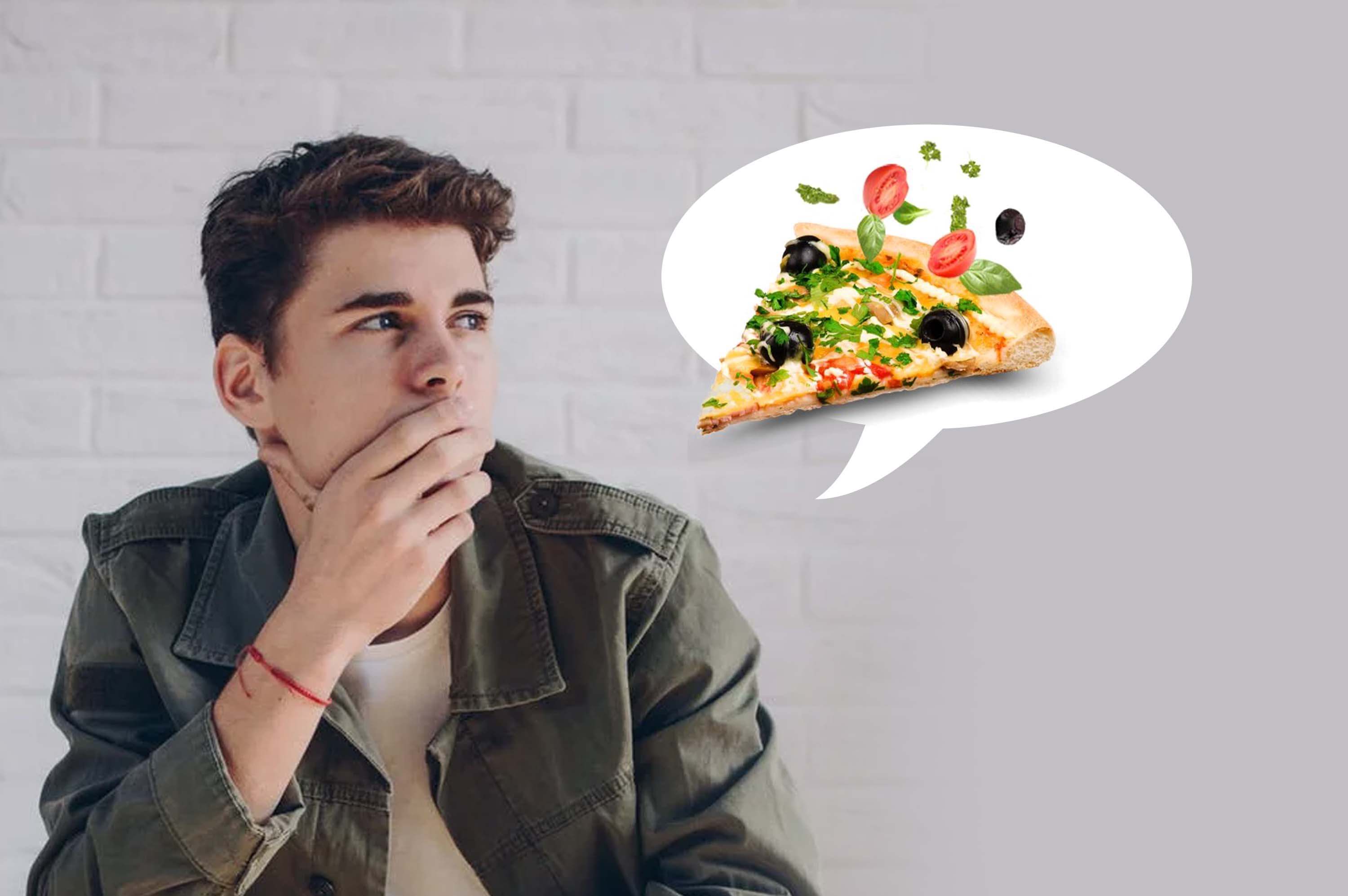 a man thinking about pizza