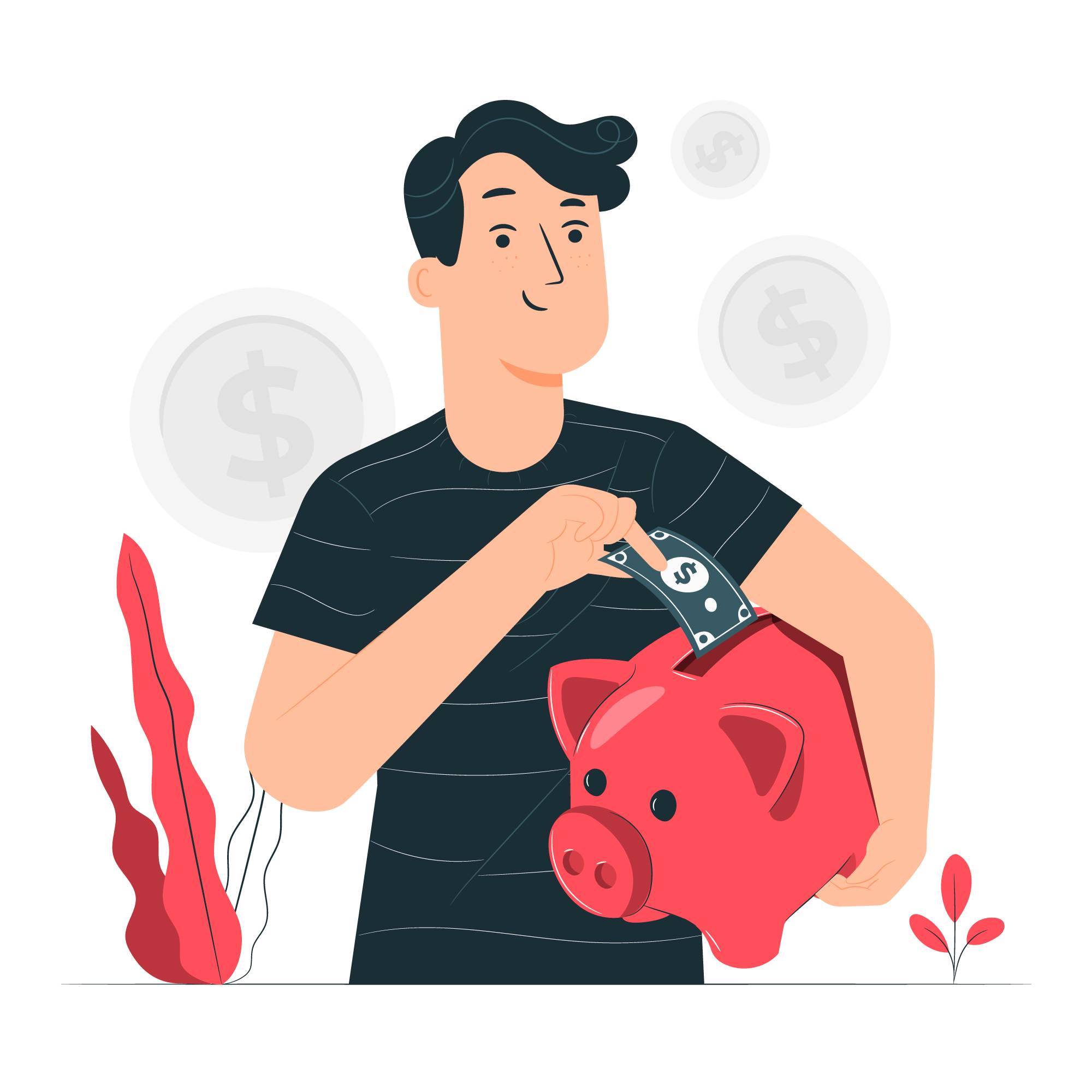 a boy with a piggy bank