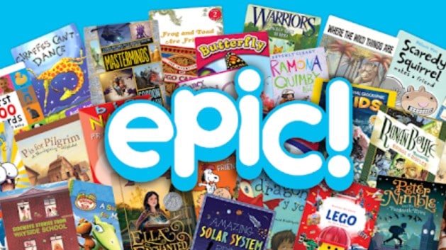 epic education app logo with some book