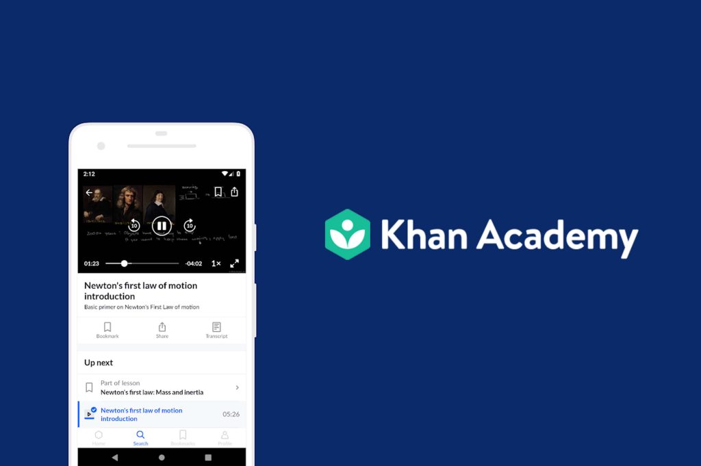 a mobile phone with khan academy app